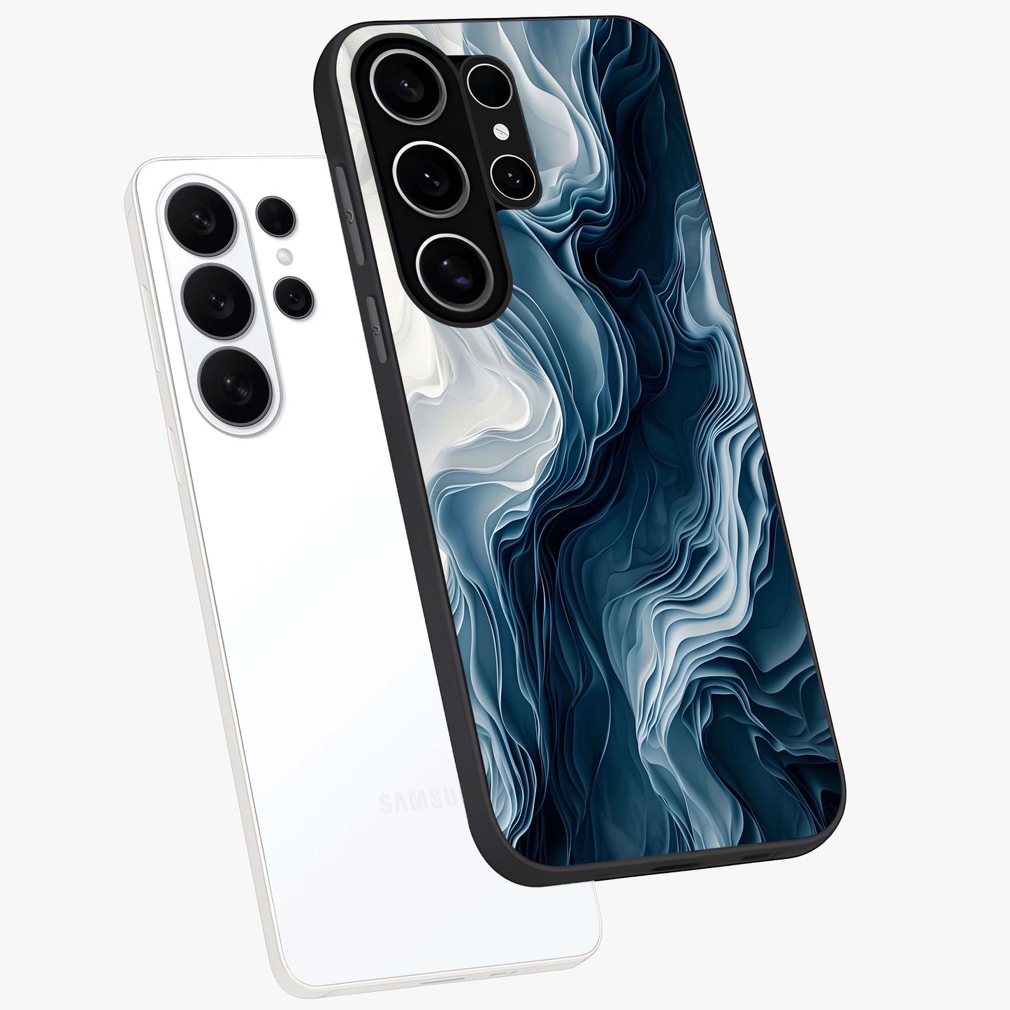 Ethereal Paper Marble Glass Case displayed in angled mockup highlighting elegant marble pattern with modern aesthetic style.