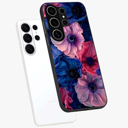 Flower Paper Art Pattern Glass Case displayed in angled mockup highlighting layered paper flower design with artistic aesthetic.