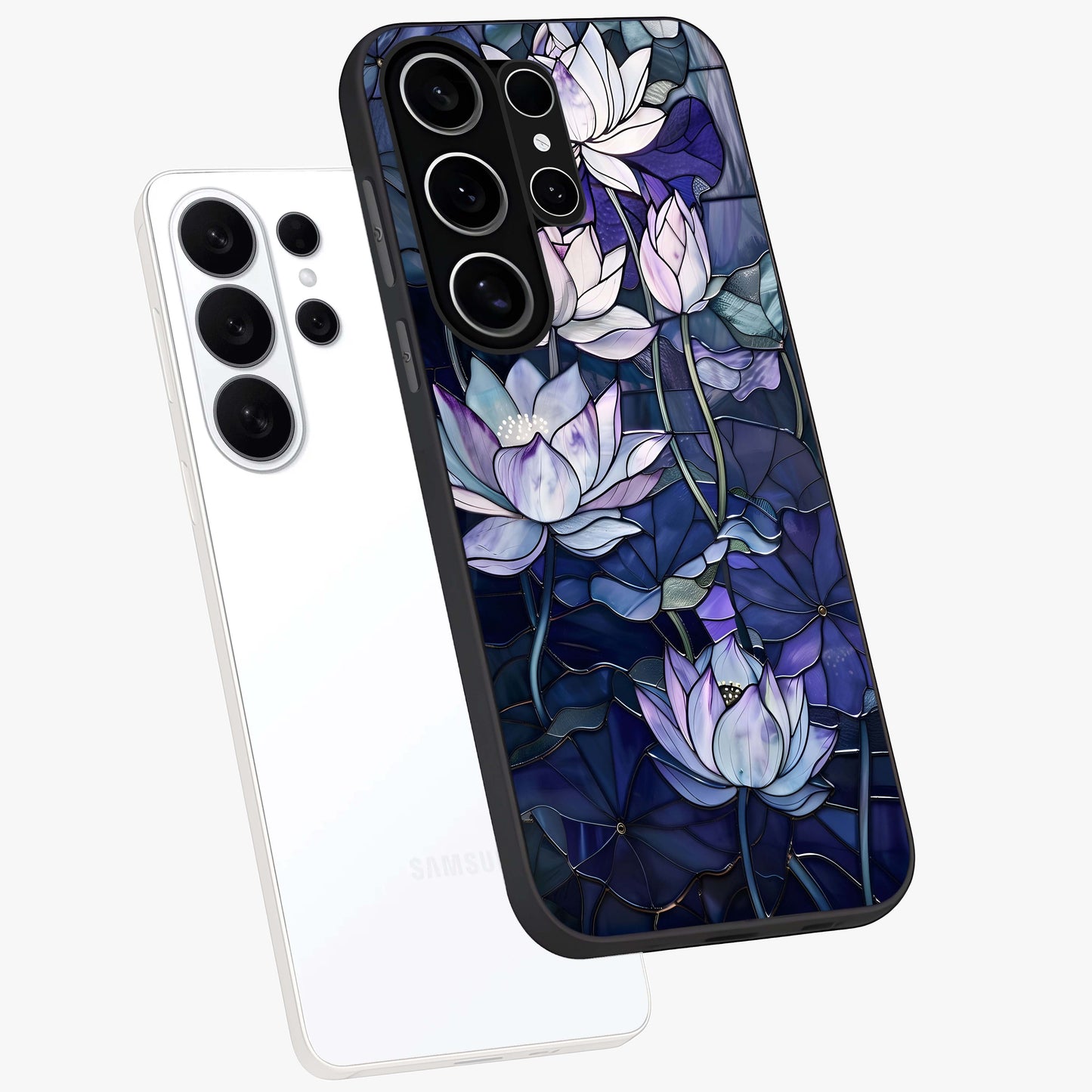 Gloss Petal Rush Glass Case displayed in angled mockup highlighting vibrant petal design with elegant floral aesthetic.