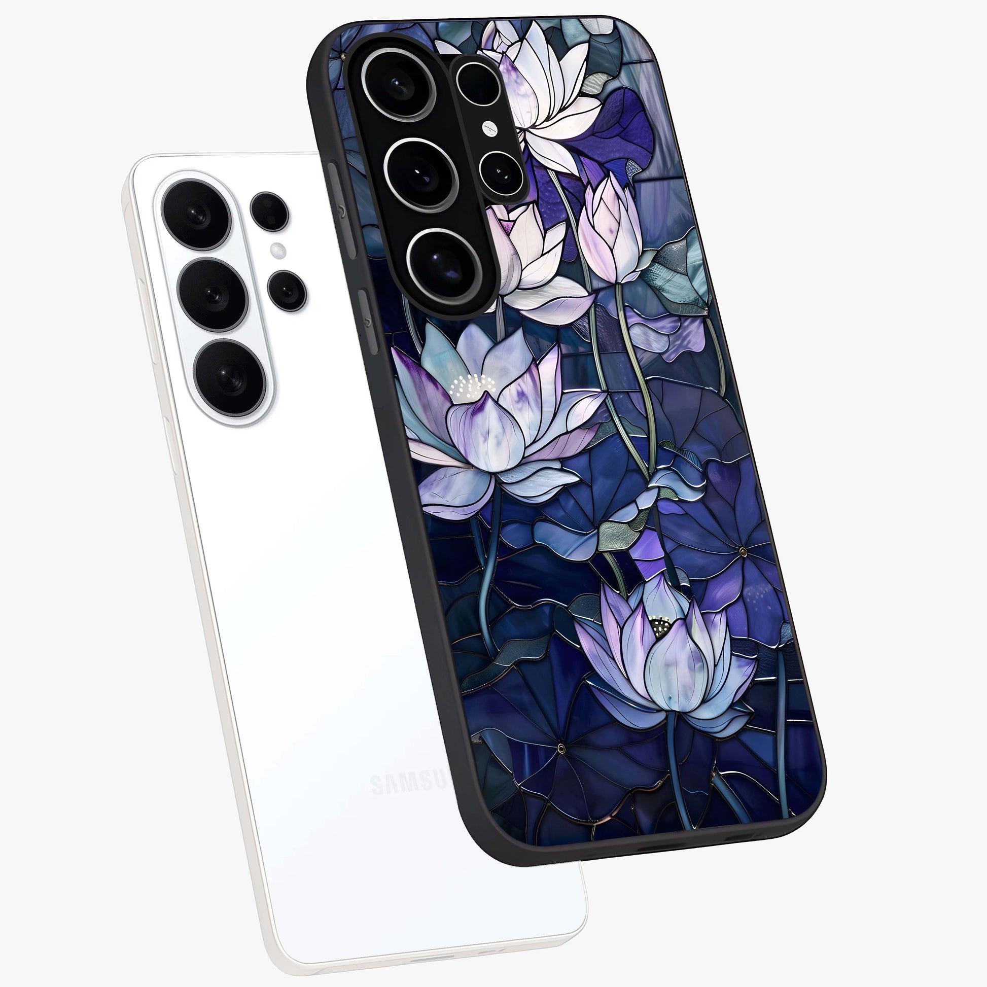 Gloss Petal Rush Glass Case displayed in angled mockup highlighting vibrant petal design with elegant floral aesthetic.