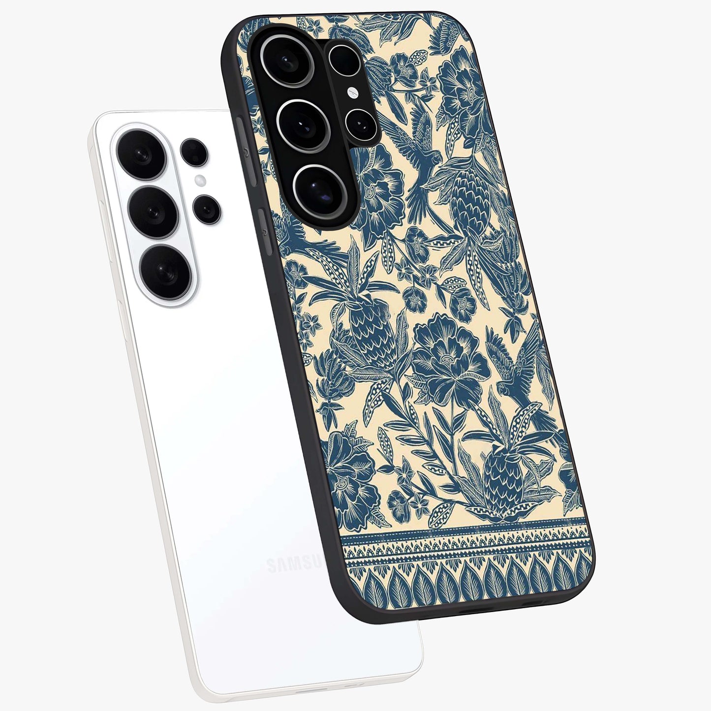 Heirloom Wild Bloom Glass Case displayed in angled mockup highlighting botanical bloom design with classic aesthetic style.