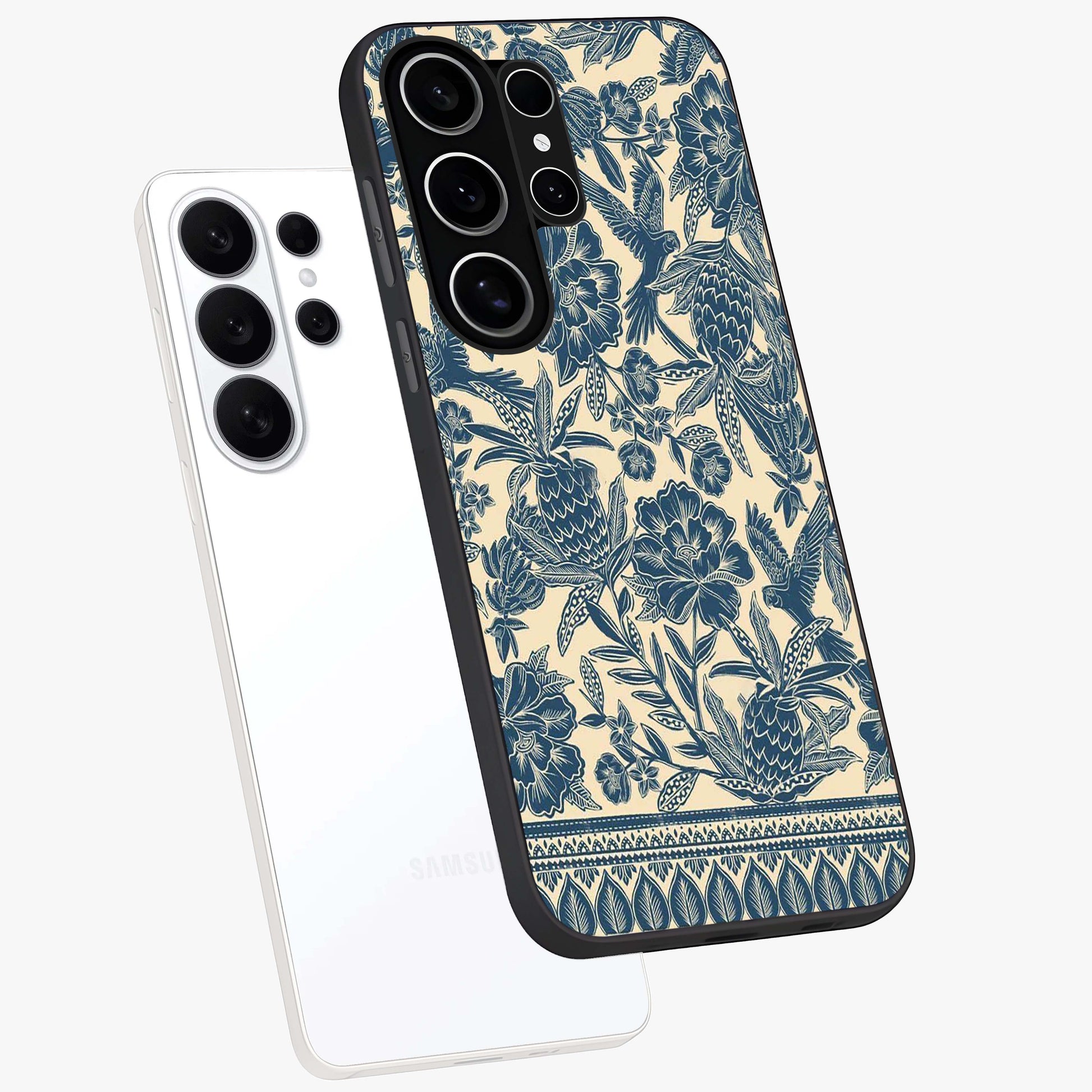 Heirloom Wild Bloom Glass Case displayed in angled mockup highlighting botanical bloom design with classic aesthetic style.