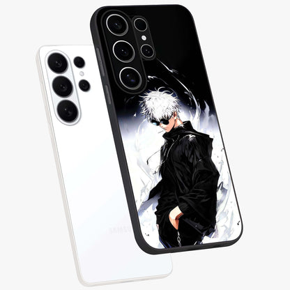 Limitless Shadow King Glass Case displayed in angled mockup highlighting dramatic dark hero design with intense aesthetic.