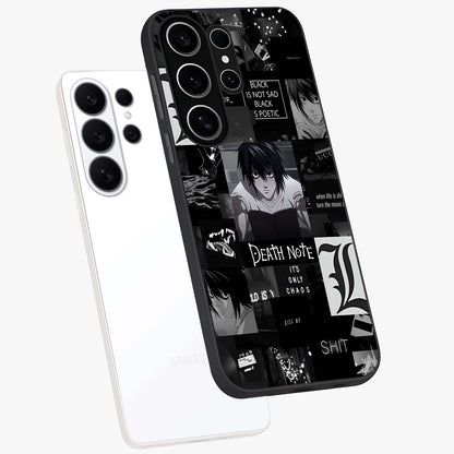 Midnight Chaos Mind Glass Case displayed in angled mockup highlighting chaotic artistic design with dramatic midnight aesthetic.