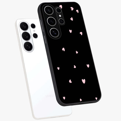 Pink Love Drops Glass Case displayed in angled mockup highlighting cute love drop design with vibrant pink aesthetic.