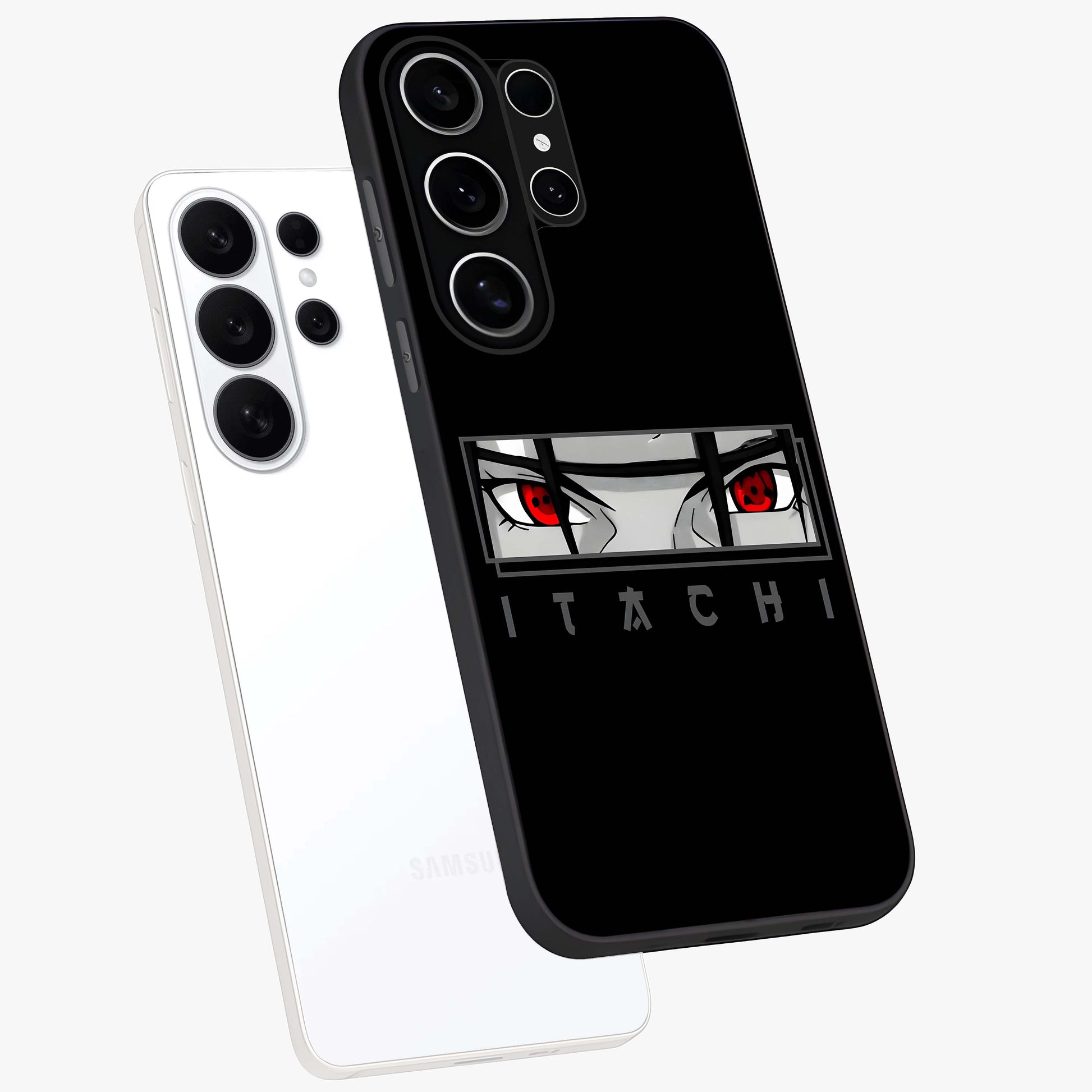 Scarlet Gaze Dominance Glass Case displayed in angled mockup highlighting intense visual design with bold scarlet aesthetic.