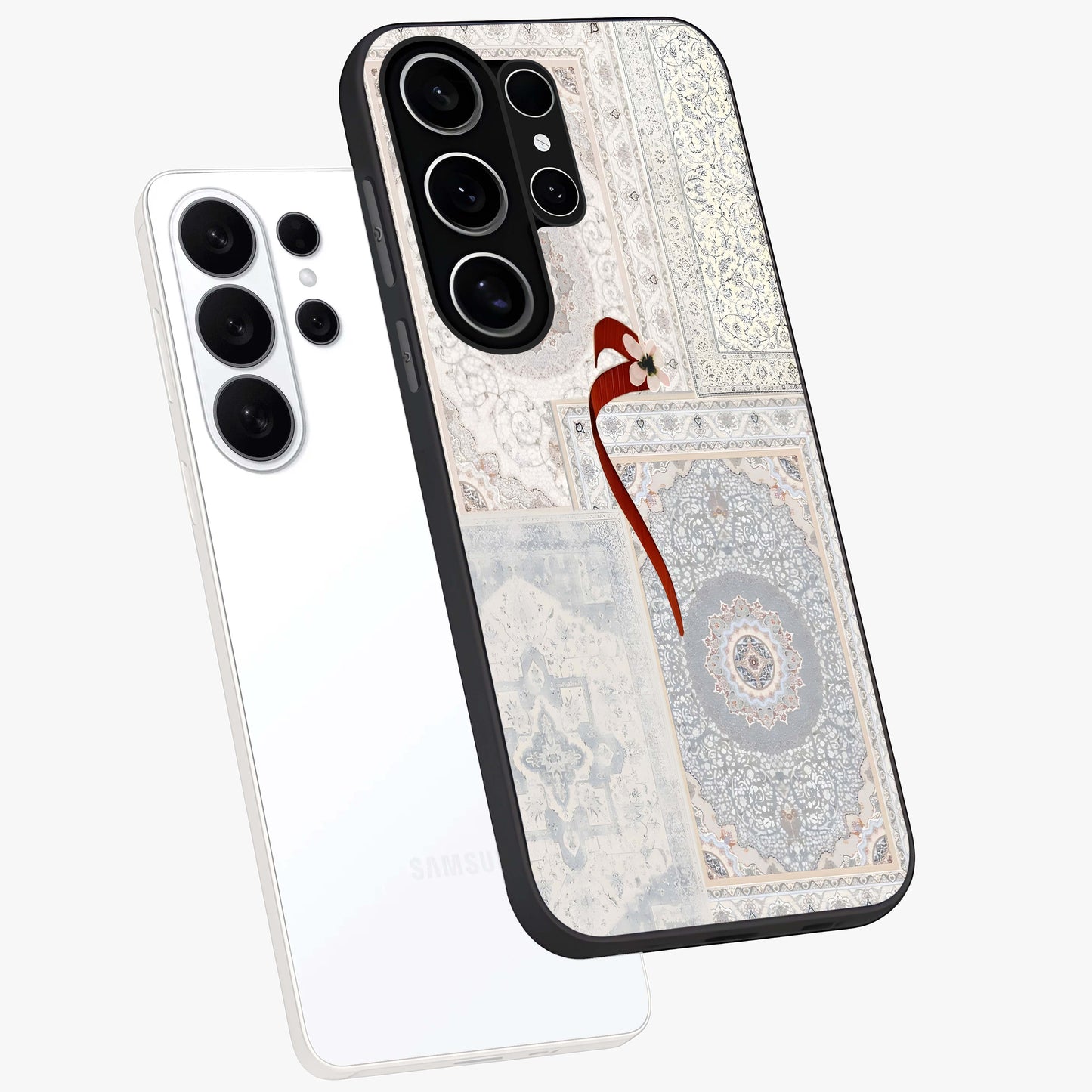 White Aesthetic Bow Glass Case displayed in angled mockup highlighting clean bow design with soft aesthetic style.