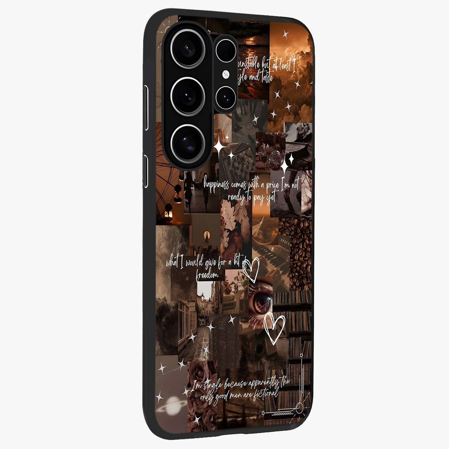 Bittersweet Aesthetic Chaos Glass Case upright view showcasing bold artistic chaos design with modern aesthetic style.