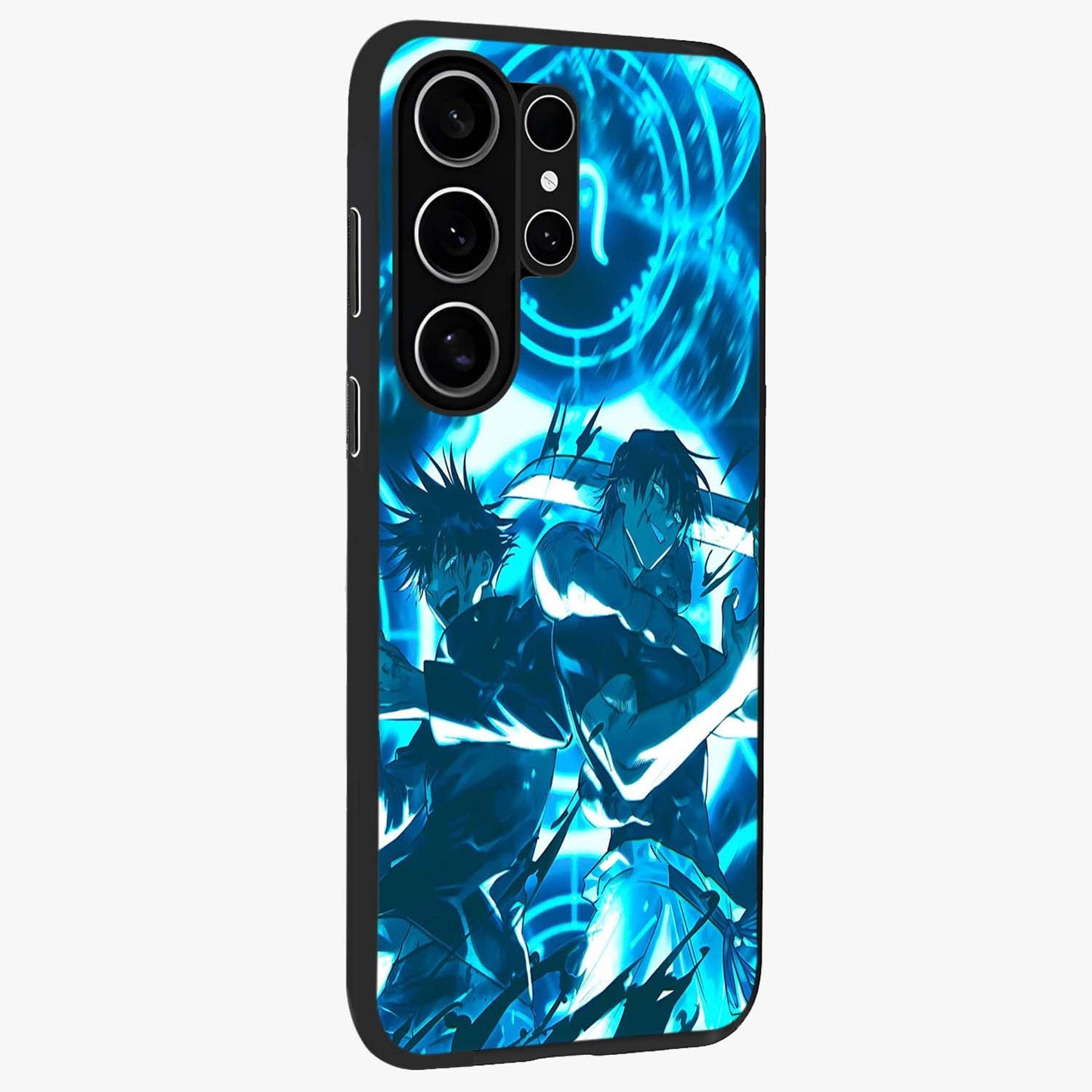Cursed Energy Clash Glass Case upright view showcasing dramatic clash artwork with bold supernatural theme.