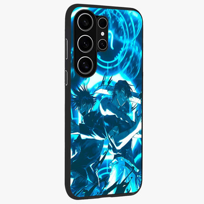 Cursed Energy Clash Glass Case upright view showcasing dramatic clash artwork with bold supernatural theme.