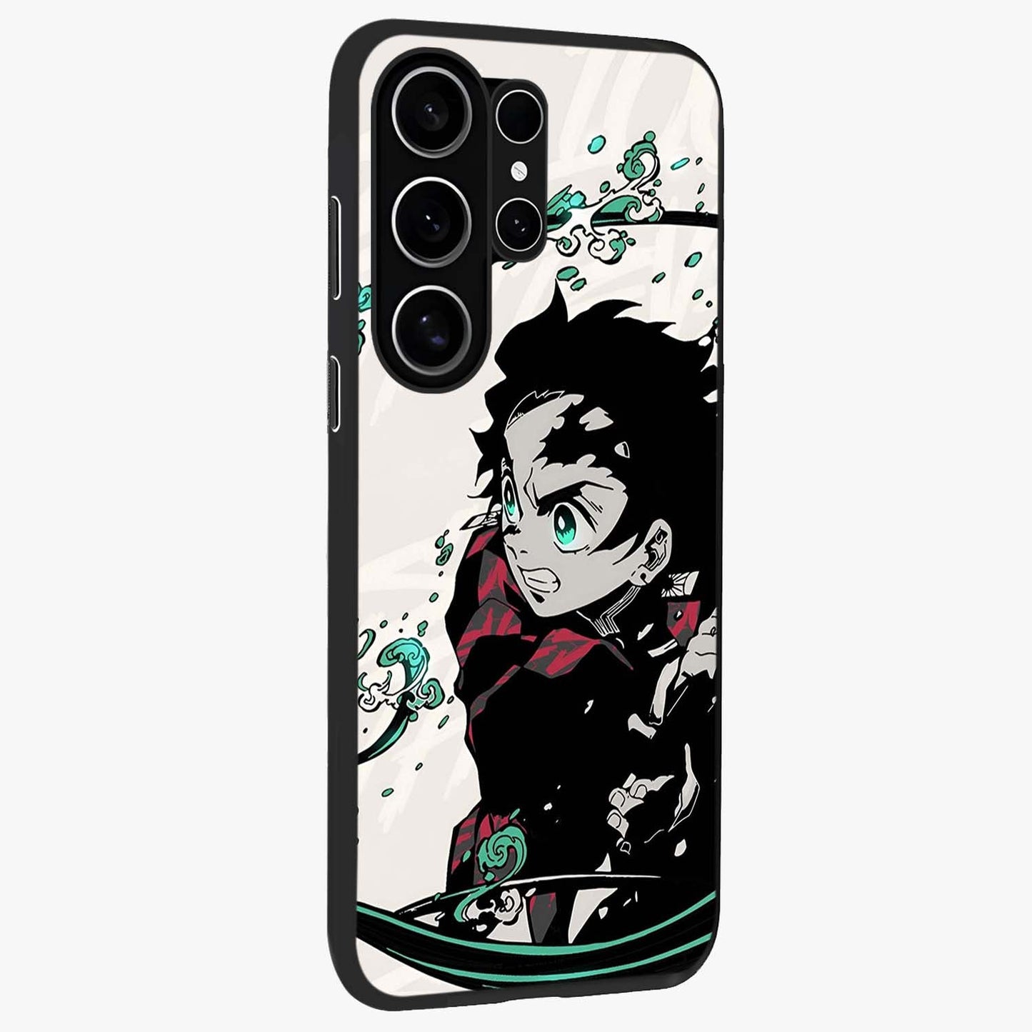 Demon Slayer Glass Case upright view showcasing powerful anime artwork with intense warrior theme.