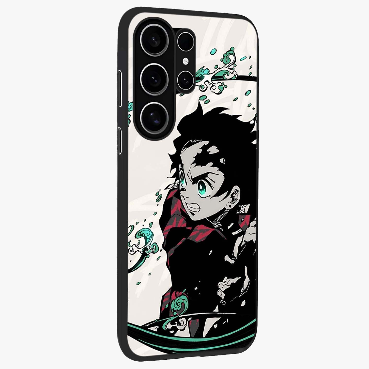 Demon Slayer Glass Case upright view showcasing powerful anime artwork with intense warrior theme.