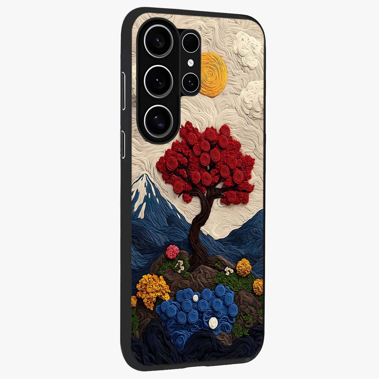 Eternal Nature Tapestry Glass Case upright view showcasing elegant nature tapestry design with decorative style.