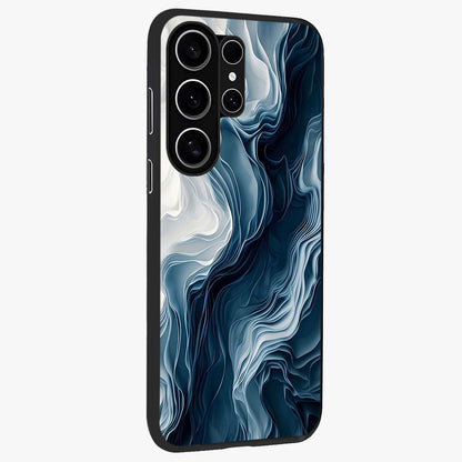 Ethereal Paper Marble Glass Case upright view showcasing smooth marble artwork with refined minimalist theme.