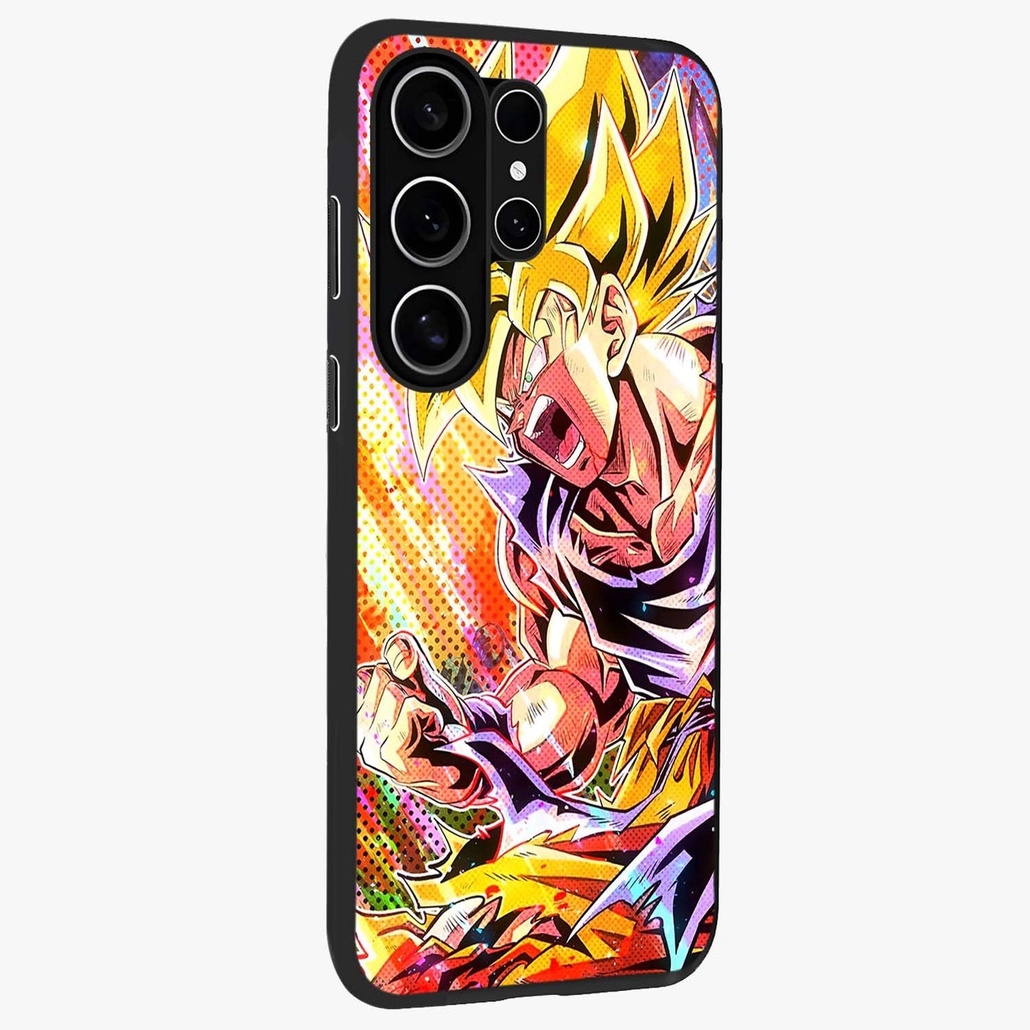 Firing Goku Glass Case upright view showcasing energetic anime artwork with bold warrior theme.