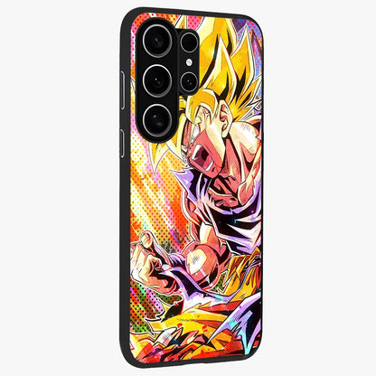 Firing Goku Glass Case upright view showcasing energetic anime artwork with bold warrior theme.
