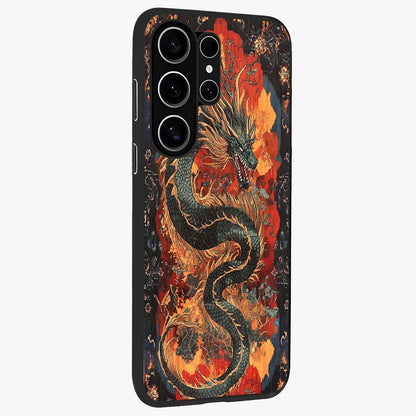 Inferno Dragon Soul Glass Case upright view showcasing intense dragon artwork with fantasy fire theme.