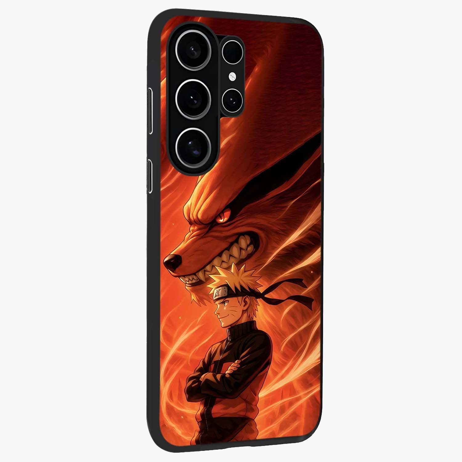 Nine Tails Legacy Glass Case upright view showcasing dramatic nine-tails artwork with intense anime themed design.