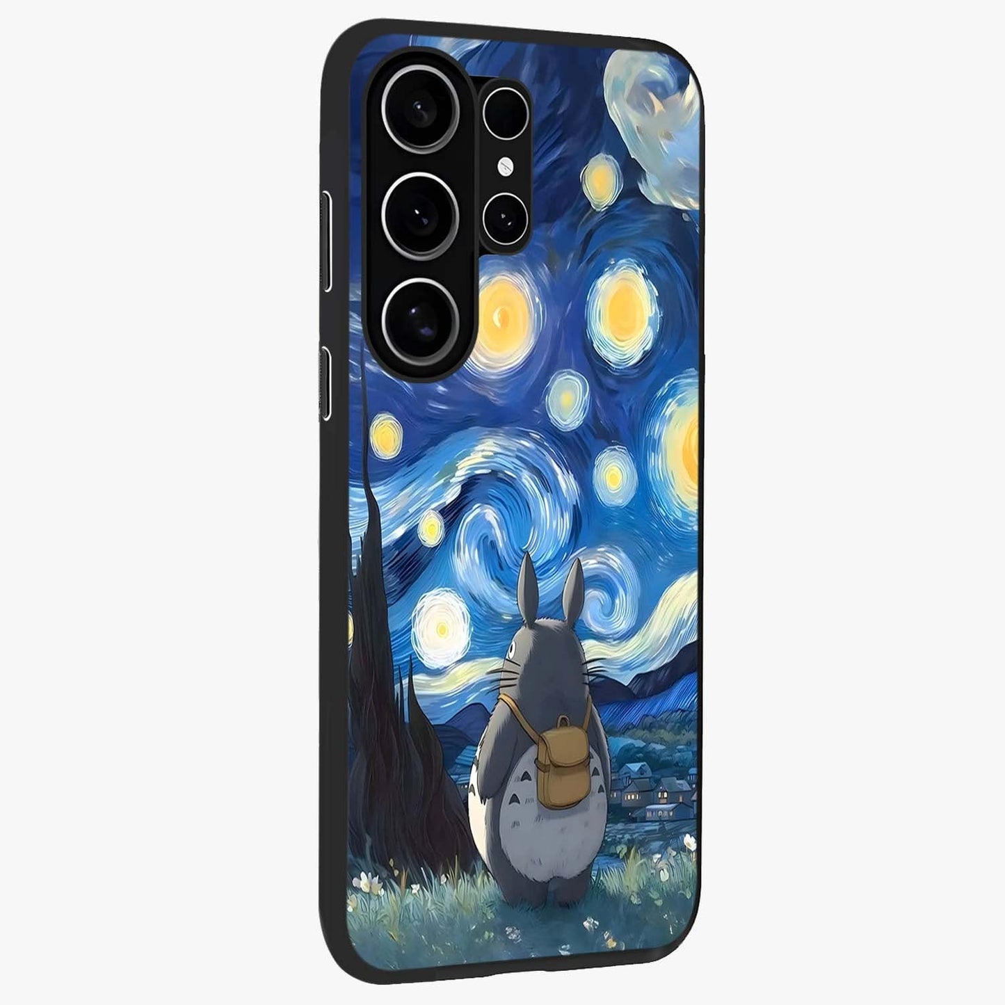 Totoro In Van Gogh Art Glass Case upright view showcasing creative character artwork with painterly artistic theme.