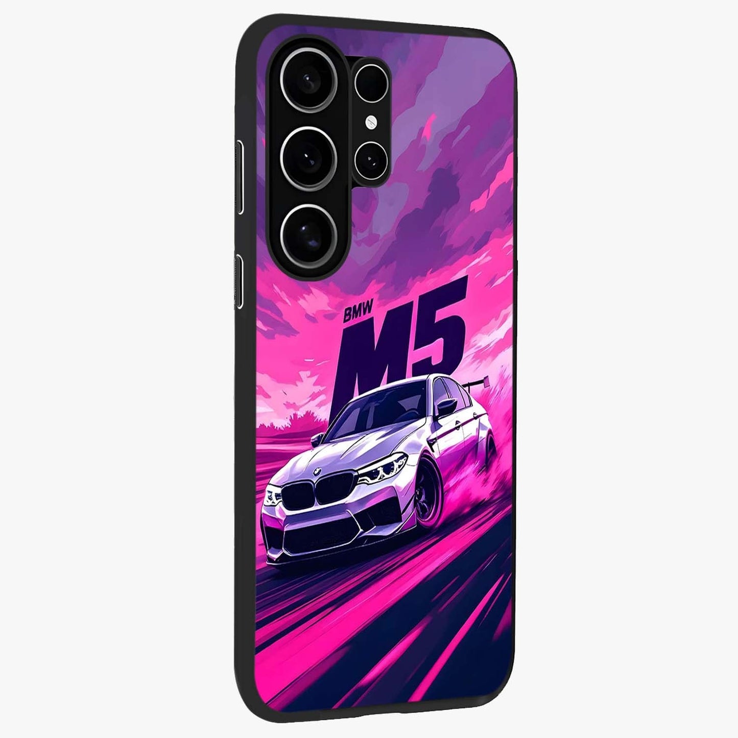 Velocity Drift Pulse Glass Case upright view showcasing powerful racing artwork with energetic motorsport theme.