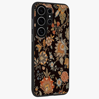 Vintage Floral Dream Glass Case upright view showcasing delicate floral artwork with timeless vintage theme.