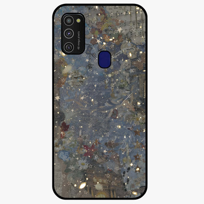 Aesthetic Astrolophia Glass Case showing flat back view with dreamy aesthetic design and glossy glass finish.