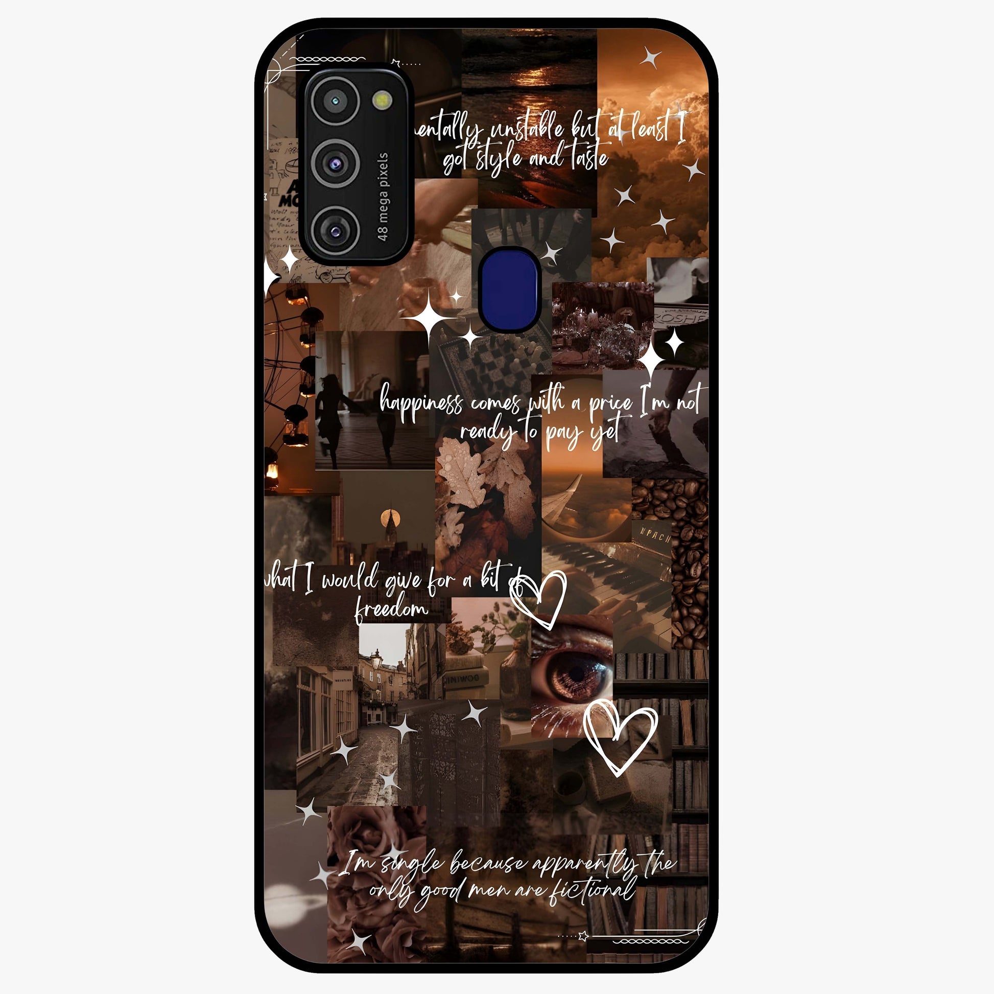 Bittersweet Aesthetic Chaos Glass Case showing flat back view with artistic chaotic aesthetic design and glossy glass finish.