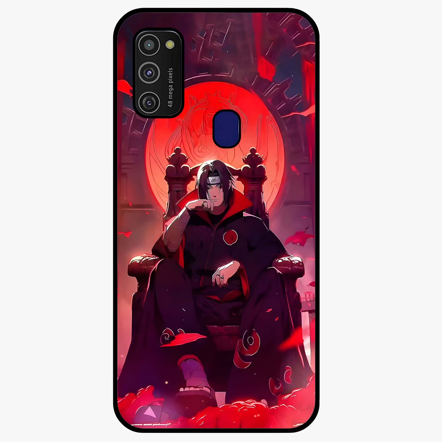Blood Moon Sovereign Glass Case showing flat back view with mystical blood moon artwork and glossy glass finish.