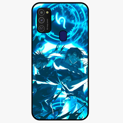 Cursed Energy Clash Glass Case showing flat back view with intense cursed energy artwork and glossy glass finish.