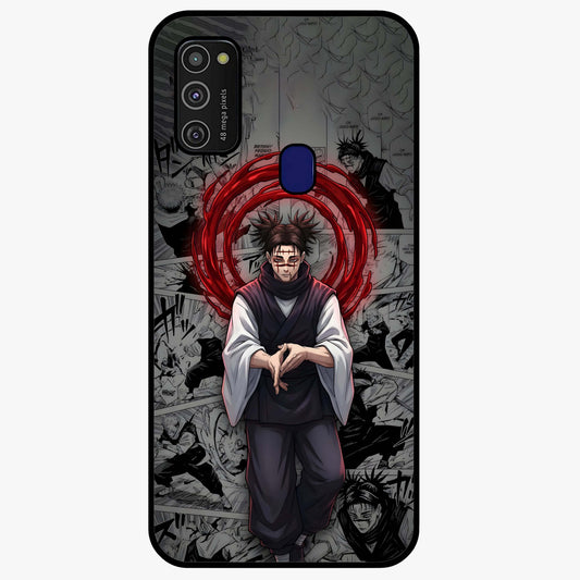 Cursed Ritual Ascension Glass Case showing flat back view with dark ritual themed artwork and glossy glass finish.