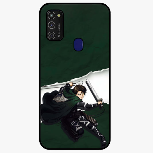 Emerald War Vanguard Glass Case showing flat back view with powerful warrior themed artwork and glossy glass finish.