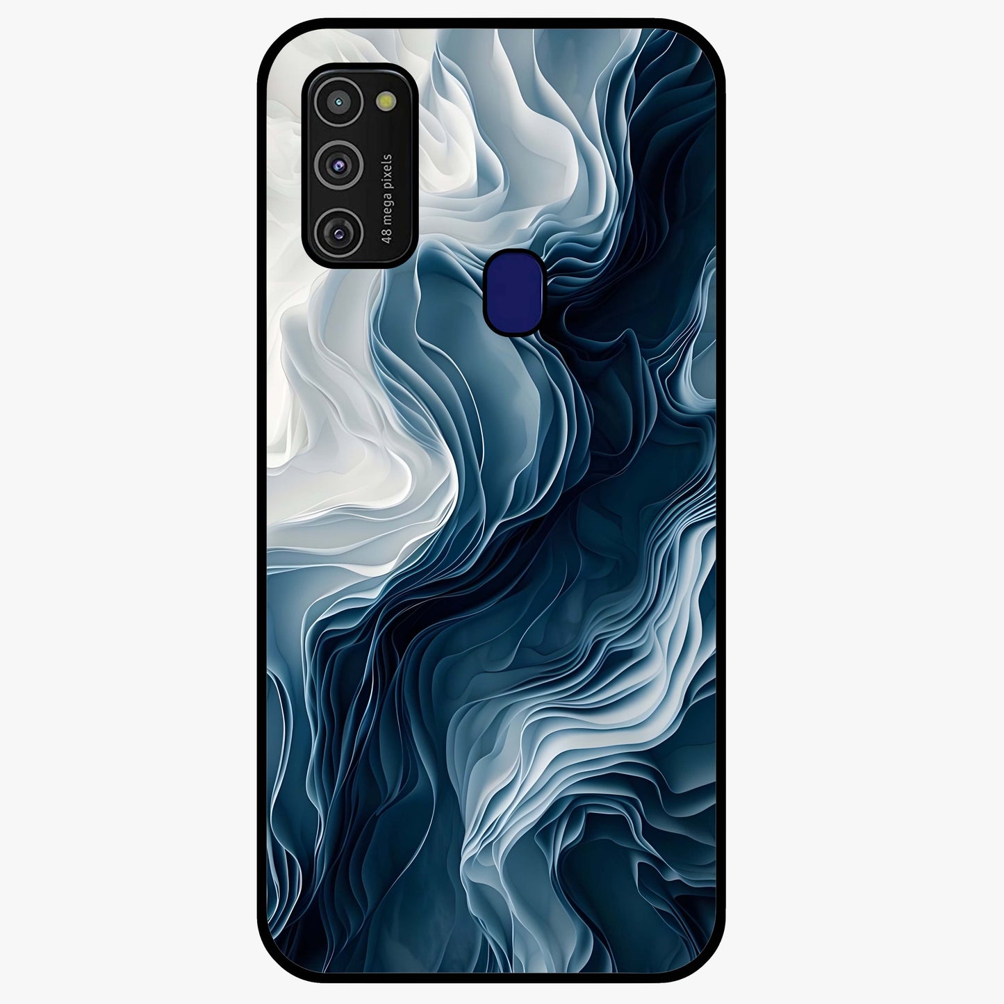 Ethereal Paper Marble Glass Case showing flat back view with soft marble paper texture artwork and glossy glass finish.