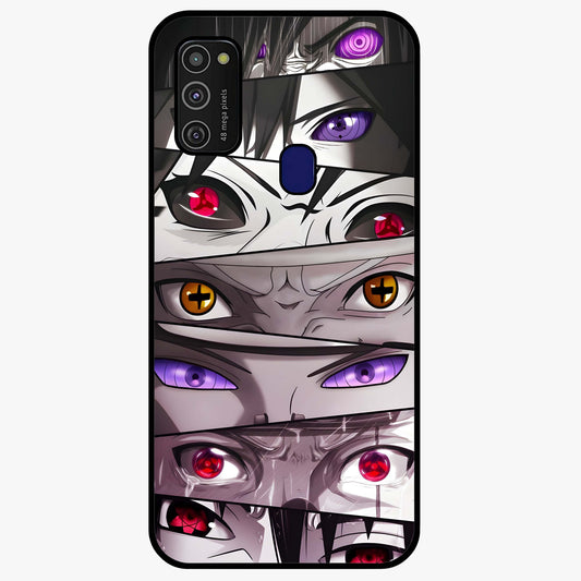 Eyes of Destiny Glass Case showing flat back view with striking eye themed artwork and glossy glass finish.