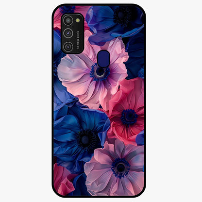 Flower Paper Art Pattern Glass Case showing flat back view with paper cut style floral artwork and glossy glass finish.