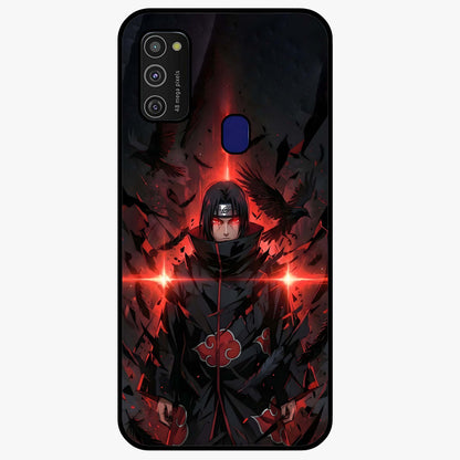 Focused Blade Discipline Glass Case showing flat back view with warrior sword themed artwork and glossy glass finish.