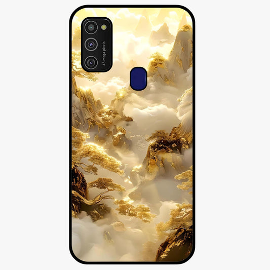Gates Of Illumination Glass Case showing flat back view with mystical illuminated gate artwork and glossy glass finish.