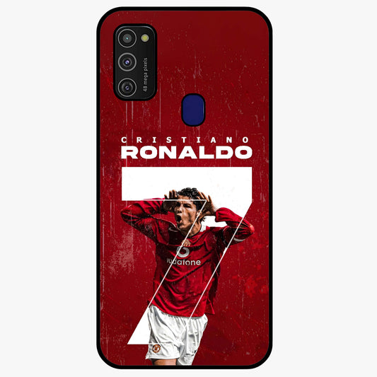 Goal Celebration Legacy Glass Case showing flat back view with football celebration inspired artwork and glossy glass finish.