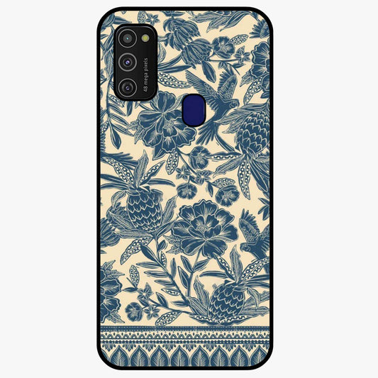 Heirloom Wild Bloom Glass Case showing flat back view with vintage inspired wild flower artwork and glossy glass finish.
