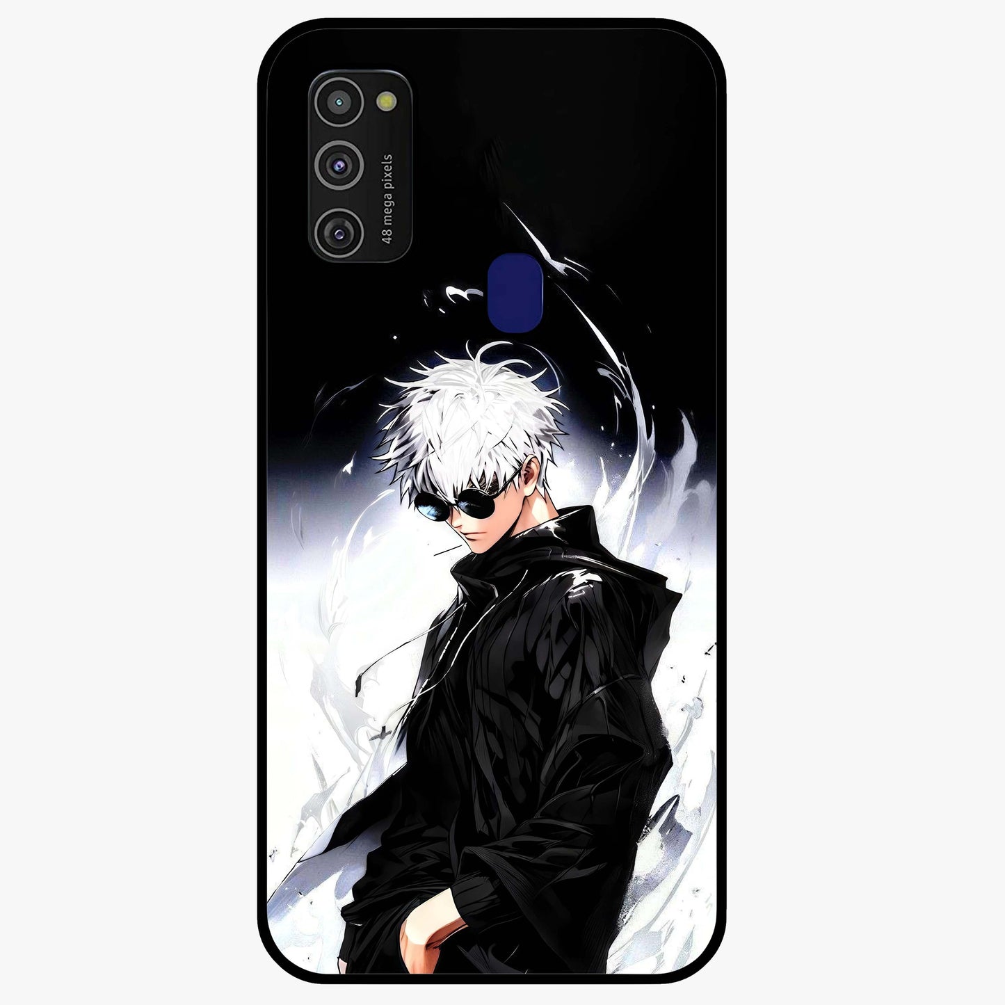 Limitless Shadow King Glass Case showing flat back view with powerful shadow warrior artwork and glossy glass finish.