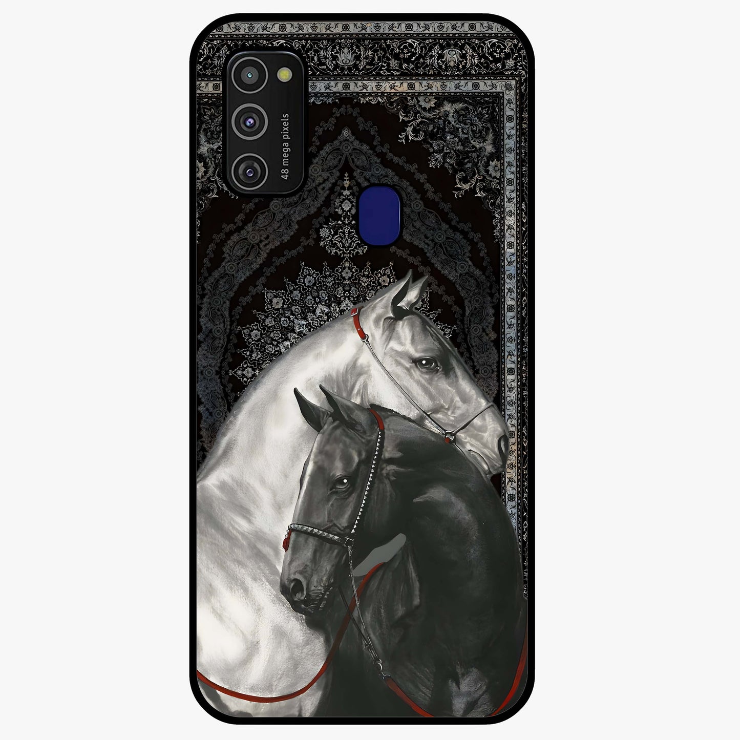 Majestic Ride Legacy Glass Case showing flat back view with powerful automotive inspired artwork and glossy glass finish.