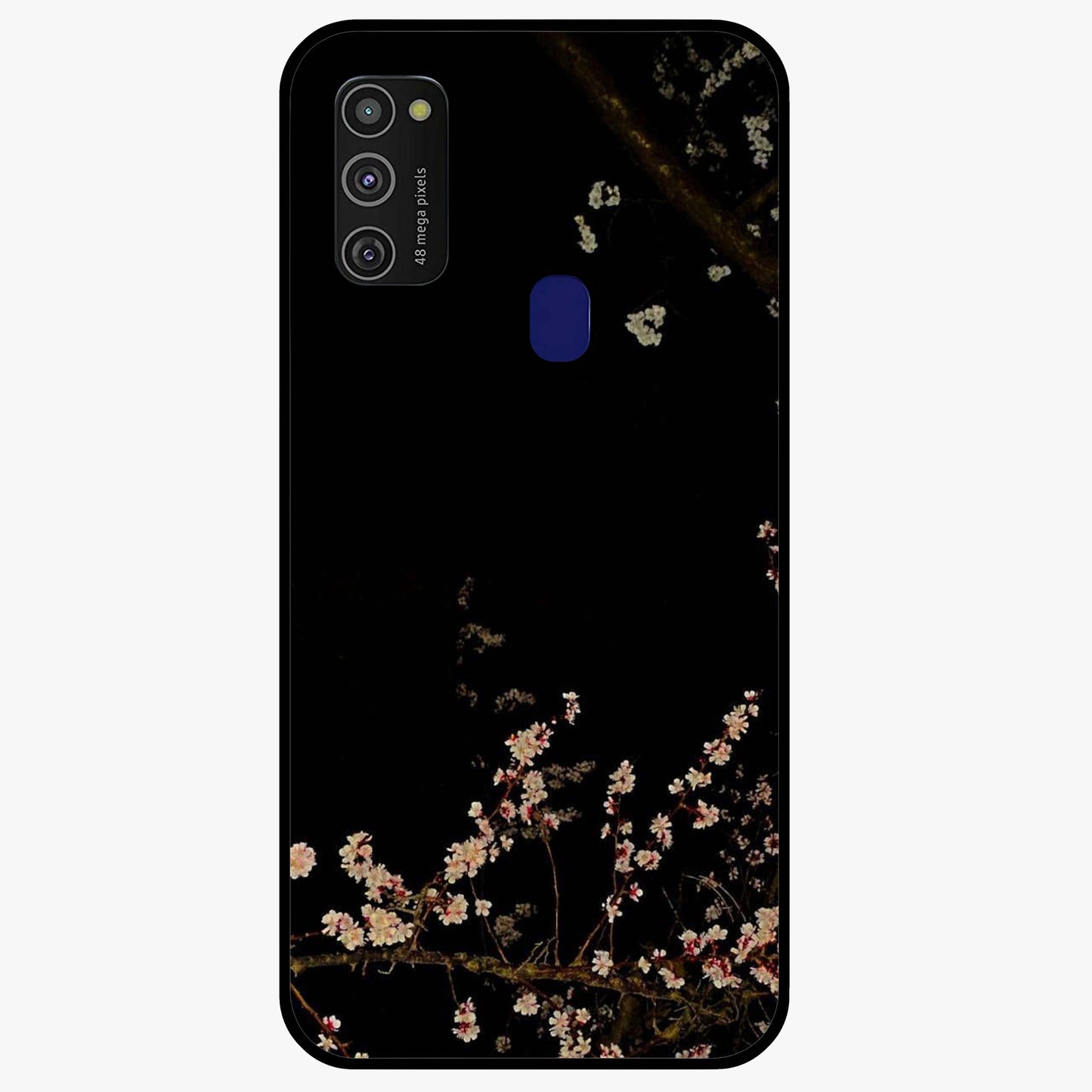Petal Moon Light With Custom Name Glass Case showing flat back view with floral moonlight artwork and personalized name design.