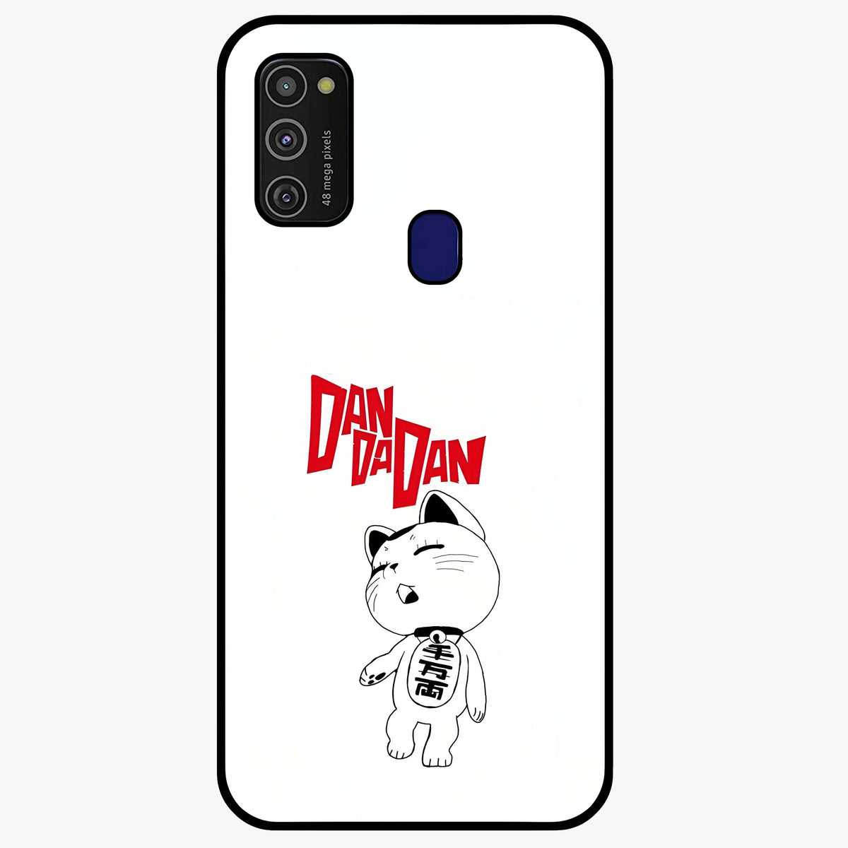 Playful Spirit Charm Glass Case showing flat back view with cheerful charm themed artwork and glossy glass finish.