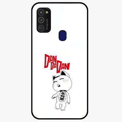 Playful Spirit Charm Glass Case showing flat back view with cheerful charm themed artwork and glossy glass finish.