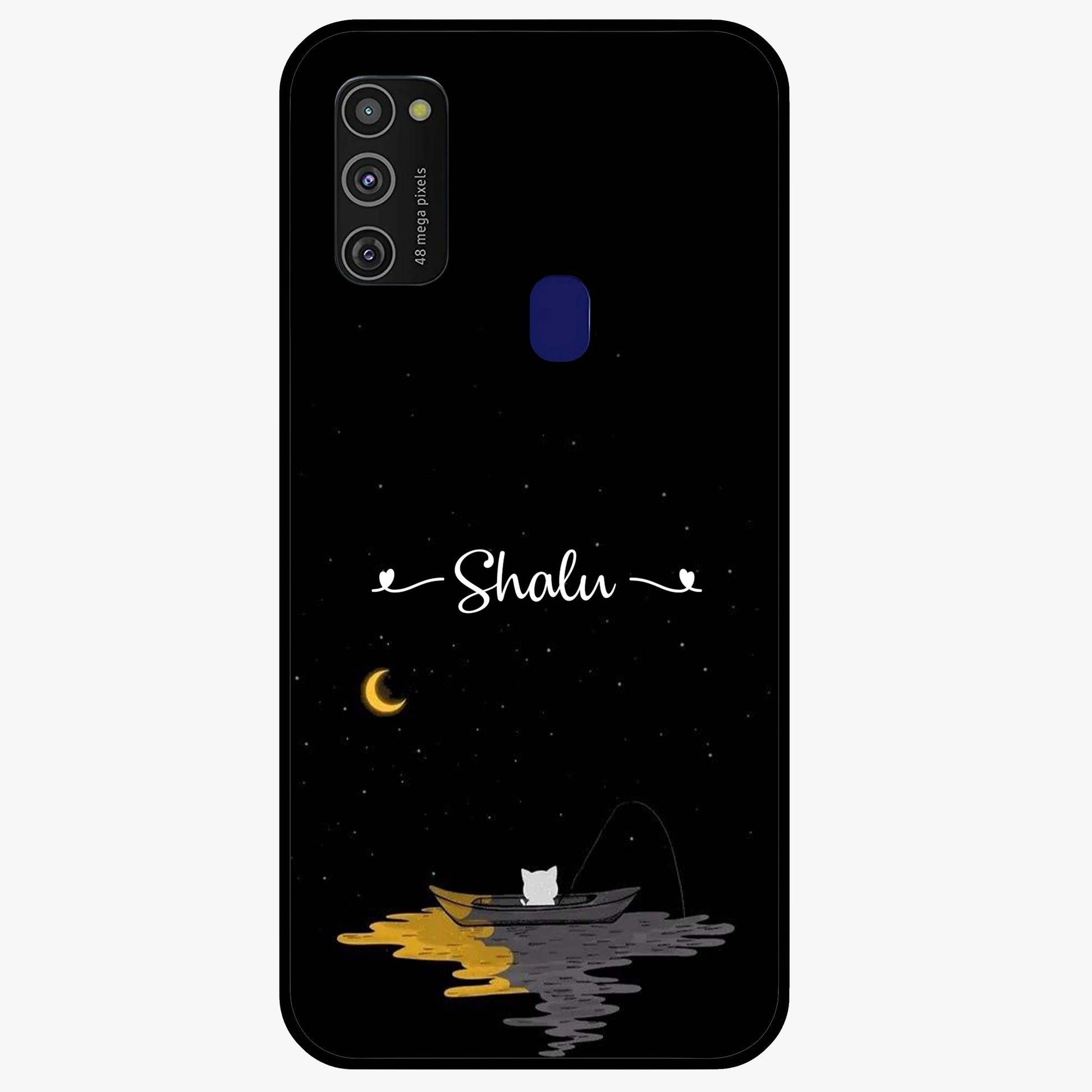 Silent Night Row Glass Case showing flat back view with calm night themed artwork and glossy glass finish.
