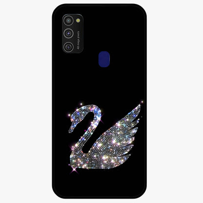 Starlit Swan Grace Glass Case showing flat back view with graceful swan artwork under starry sky and glossy glass finish.