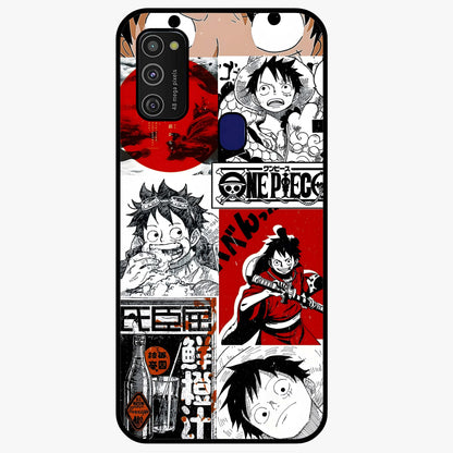 Strawhat Chaos Panels Glass Case showing flat back view with anime inspired chaos panel artwork and glossy glass finish.