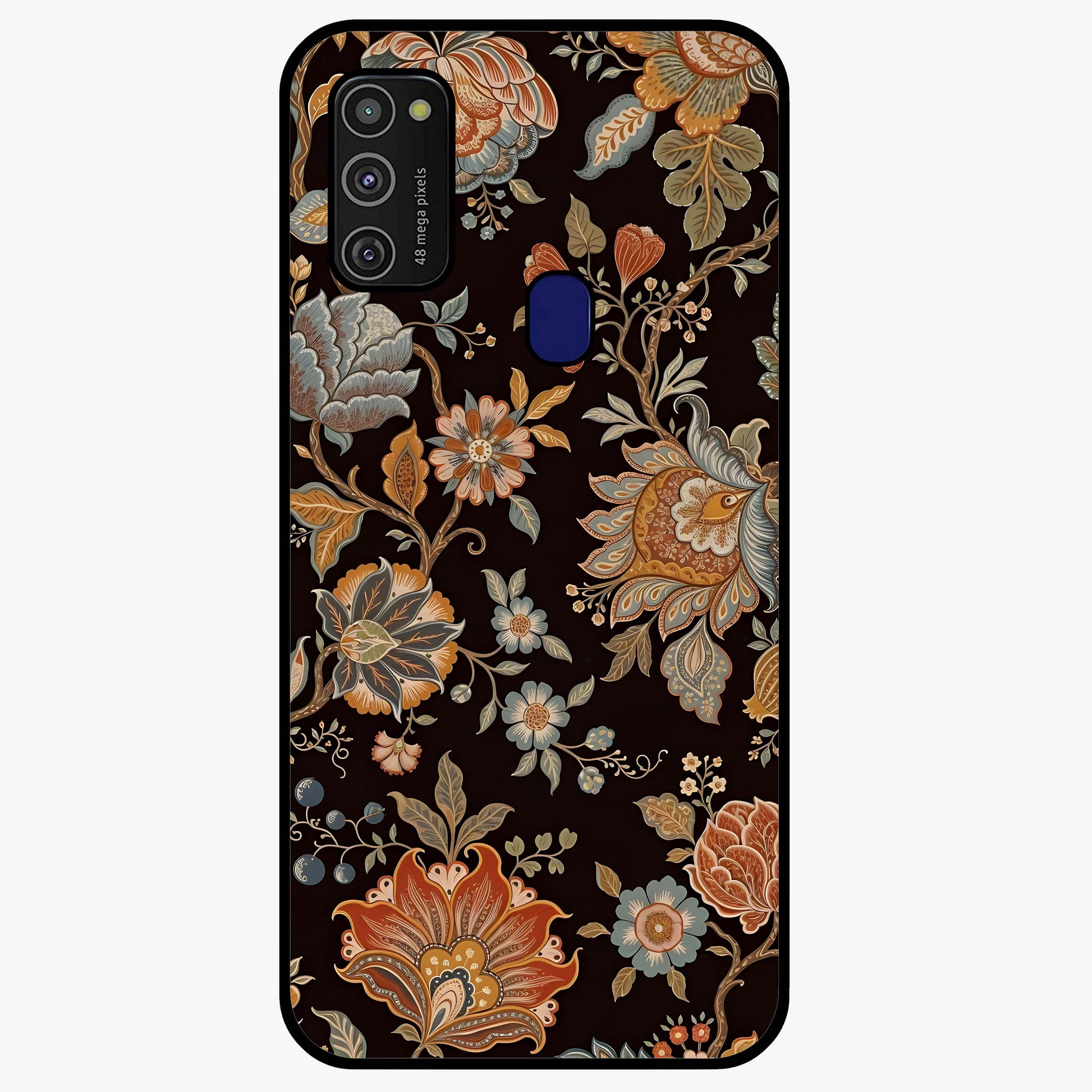 Vintage Floral Dream Glass Case showing flat back view with classic floral artwork and glossy glass finish.