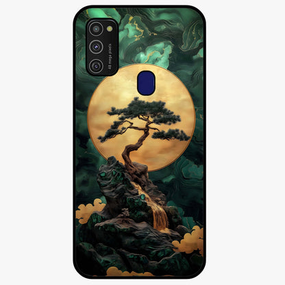 Zen Moon Rise Glass Case showing flat back view with calm moonrise artwork and glossy glass finish.