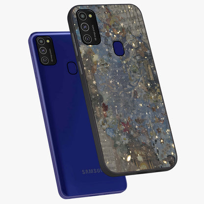 Aesthetic Astrolophia Glass Case displayed in angled mockup highlighting artistic aesthetic elements and smooth glass surface.