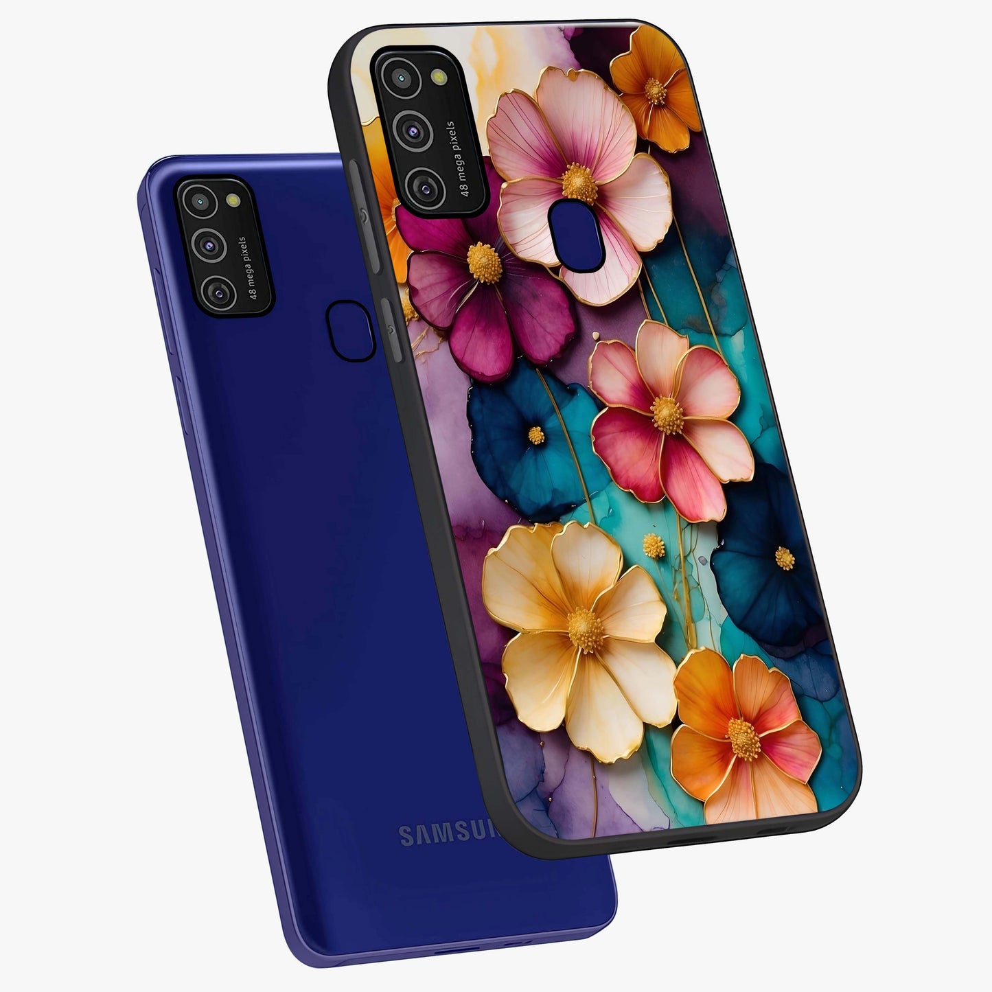 Artlyn Grace Flower Pattern Glass Case displayed in angled mockup highlighting delicate flower pattern design and smooth glass surface.